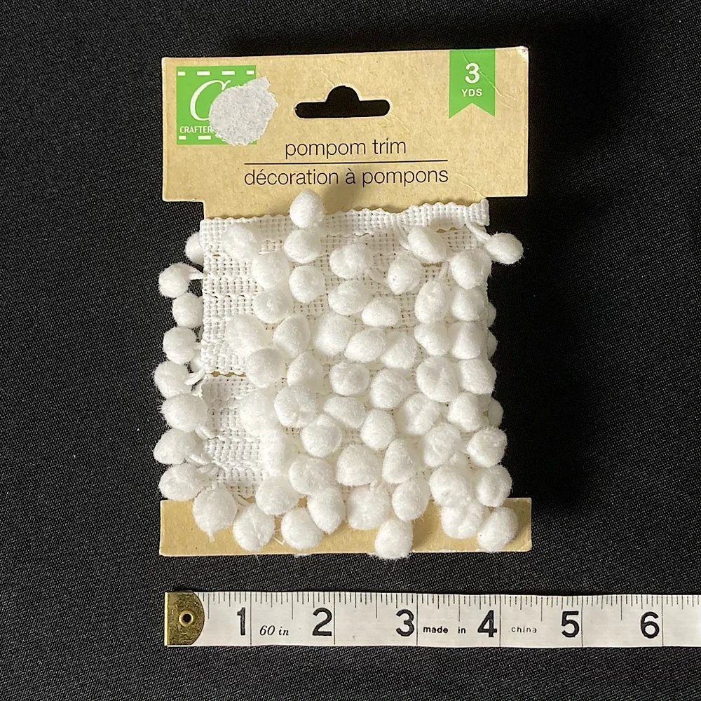 Pom Pom Trim 3 Yards Set of 2 White And Green 108”